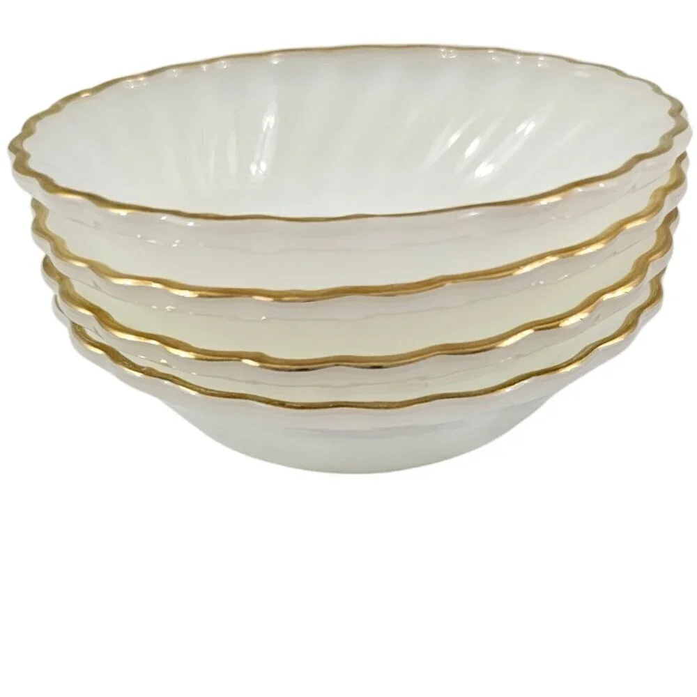 Anchor Hocking Fire King Milk Glass Custard Dessert Appetizer Bowls – Set of 4